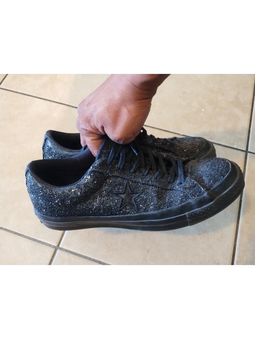 Converse Sparkle Black Glitter One Star Low Top Sneakers